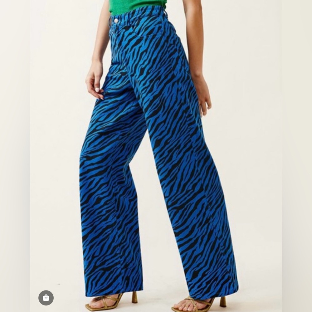 Blue Zebra Print Pants